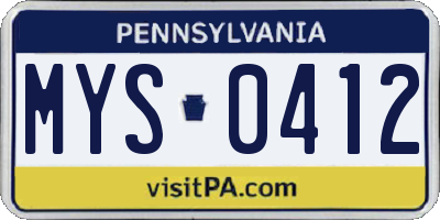 PA license plate MYS0412