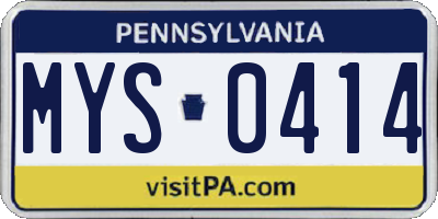 PA license plate MYS0414