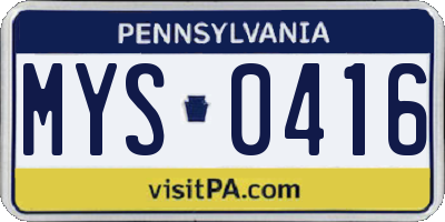 PA license plate MYS0416