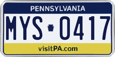 PA license plate MYS0417