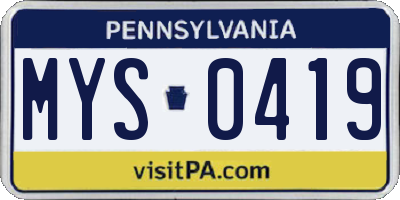 PA license plate MYS0419