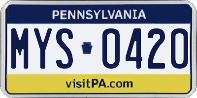 PA license plate MYS0420