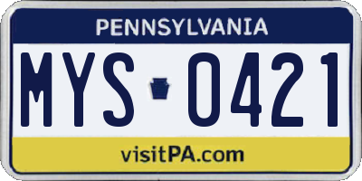 PA license plate MYS0421