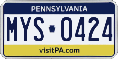 PA license plate MYS0424