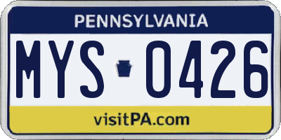 PA license plate MYS0426