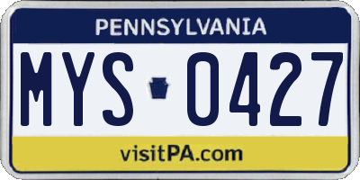 PA license plate MYS0427