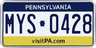 PA license plate MYS0428