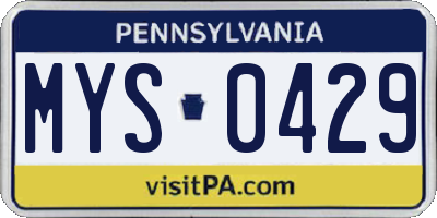 PA license plate MYS0429