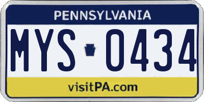 PA license plate MYS0434