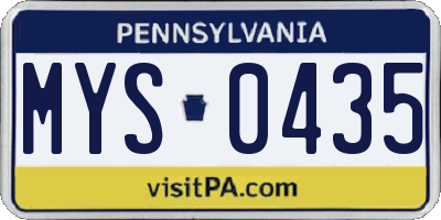 PA license plate MYS0435
