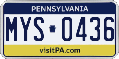 PA license plate MYS0436