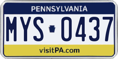 PA license plate MYS0437