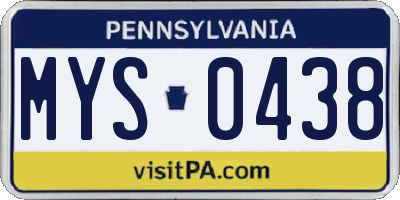 PA license plate MYS0438