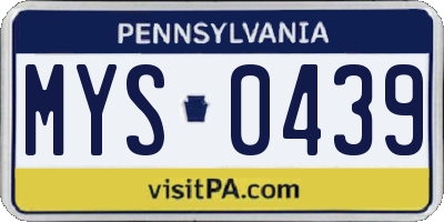 PA license plate MYS0439