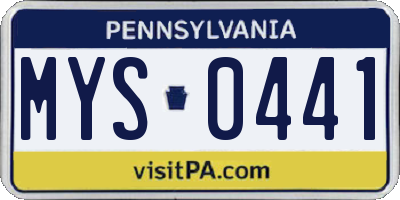PA license plate MYS0441