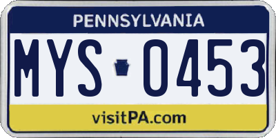 PA license plate MYS0453
