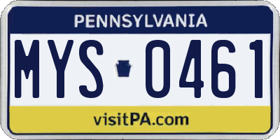 PA license plate MYS0461