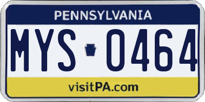 PA license plate MYS0464