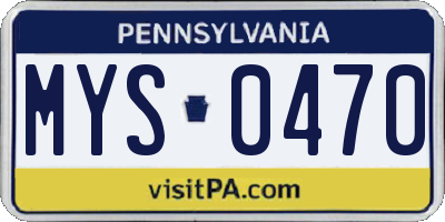 PA license plate MYS0470