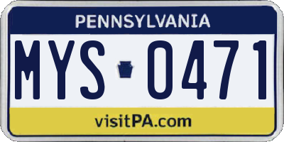 PA license plate MYS0471