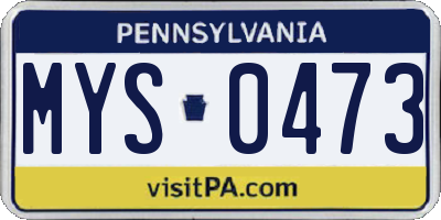 PA license plate MYS0473