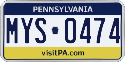 PA license plate MYS0474
