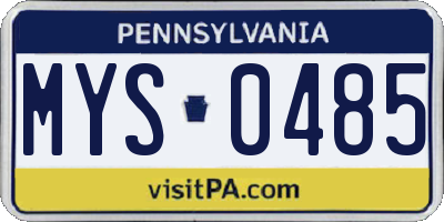PA license plate MYS0485