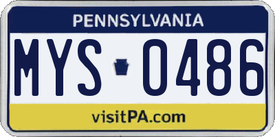 PA license plate MYS0486
