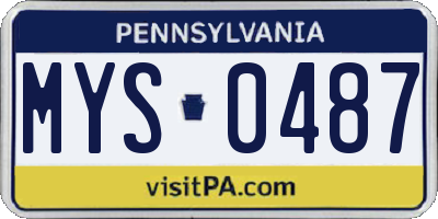 PA license plate MYS0487