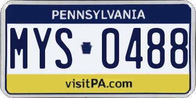PA license plate MYS0488
