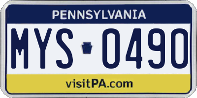 PA license plate MYS0490
