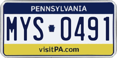 PA license plate MYS0491