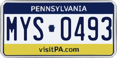 PA license plate MYS0493