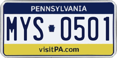 PA license plate MYS0501