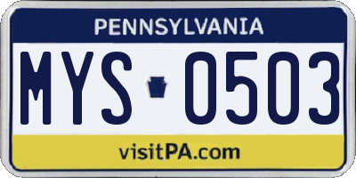 PA license plate MYS0503