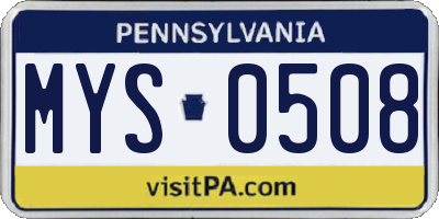 PA license plate MYS0508