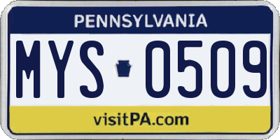 PA license plate MYS0509