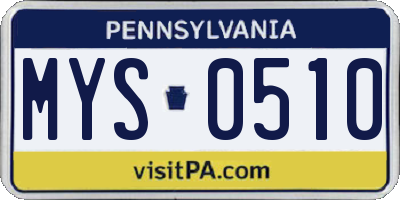 PA license plate MYS0510
