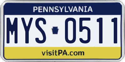 PA license plate MYS0511