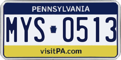 PA license plate MYS0513