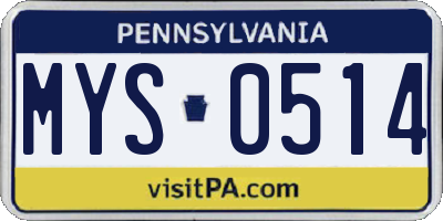 PA license plate MYS0514