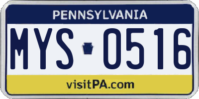 PA license plate MYS0516