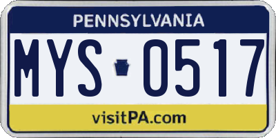 PA license plate MYS0517