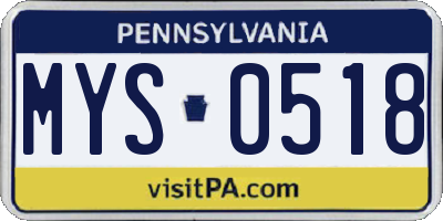 PA license plate MYS0518