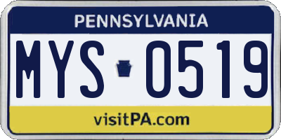 PA license plate MYS0519