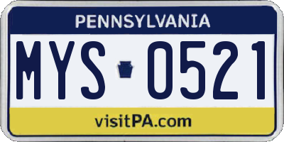 PA license plate MYS0521