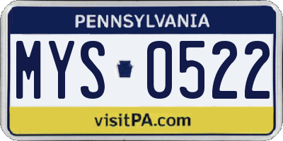 PA license plate MYS0522