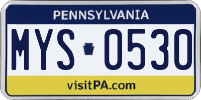 PA license plate MYS0530