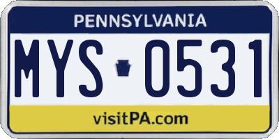 PA license plate MYS0531