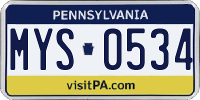 PA license plate MYS0534